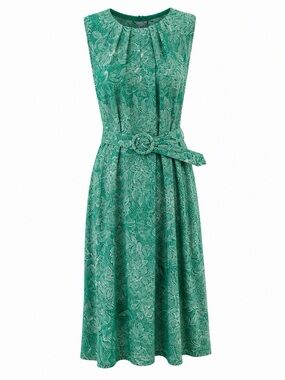 London Times Green Floral A-Line Dress